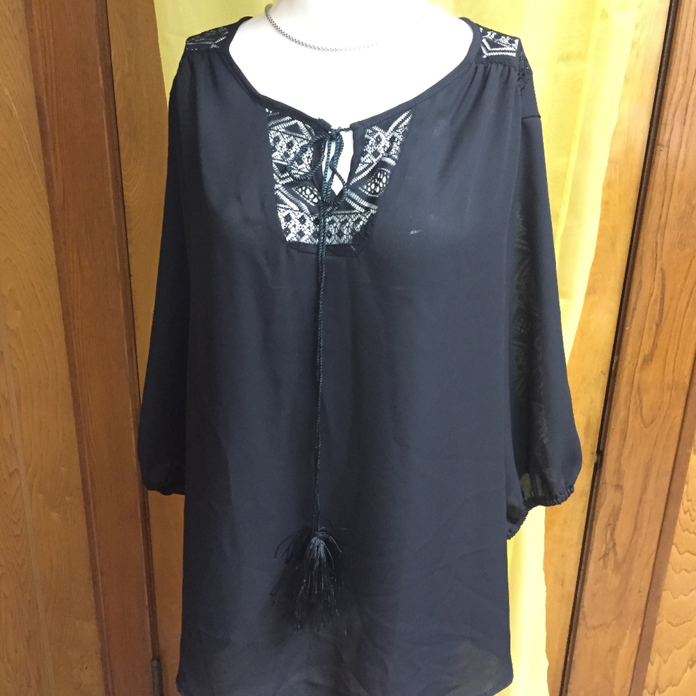 Sheer Black Lace Blouse
